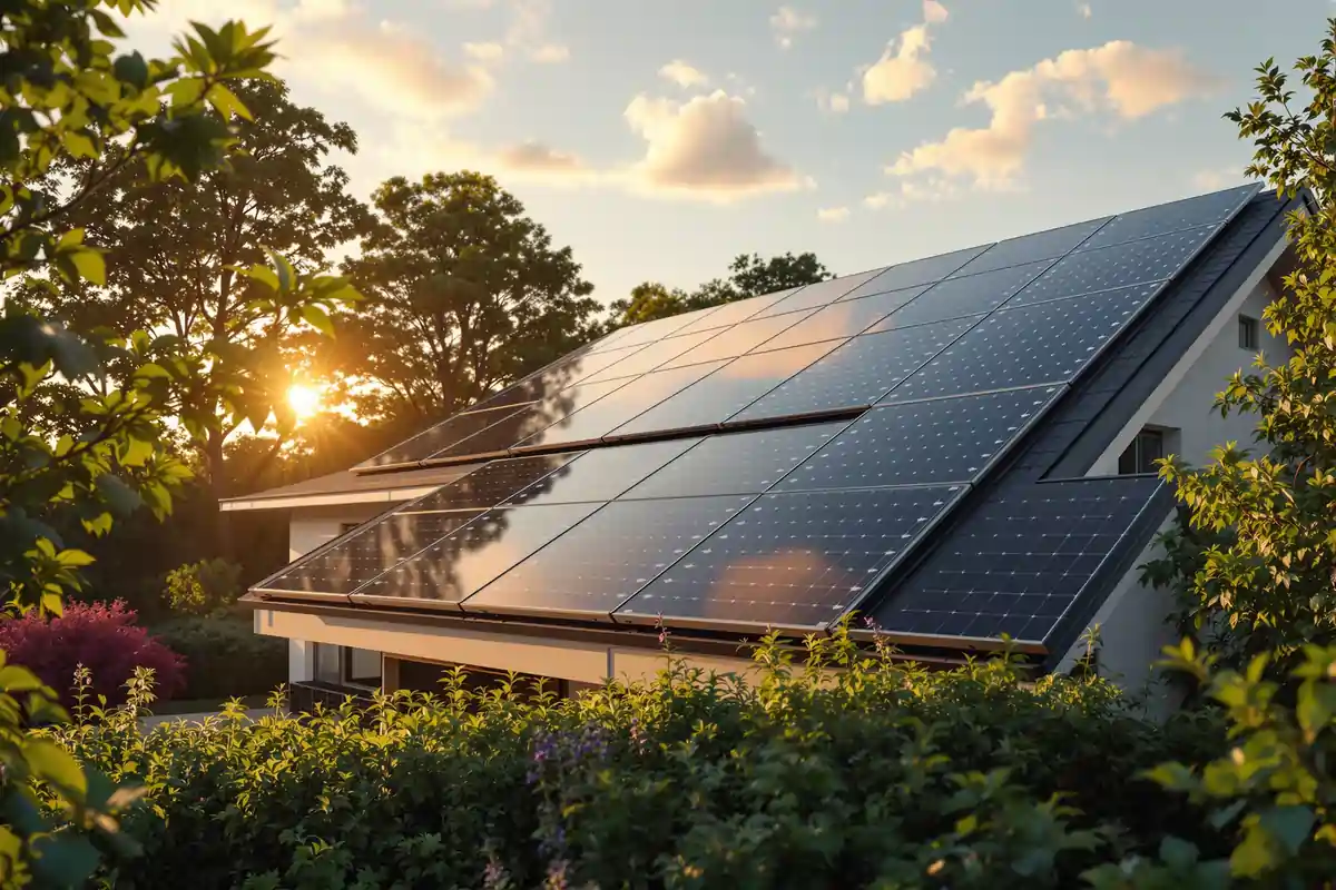 Solar savings concept with house and financial chart